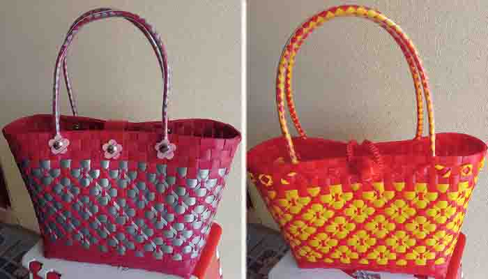 Les paniers tressés en plastique de Sri Wilai